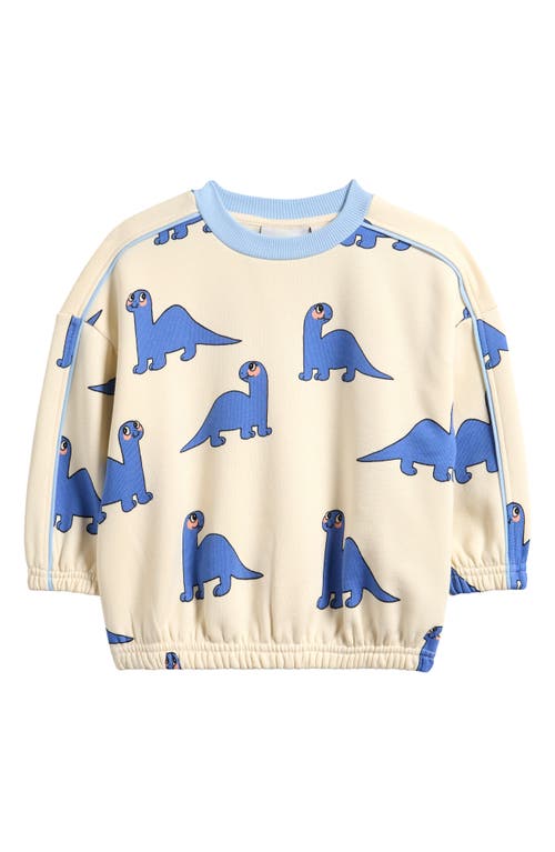 Mini Rodini Dino Print Organic Cotton Sweatshirt In White