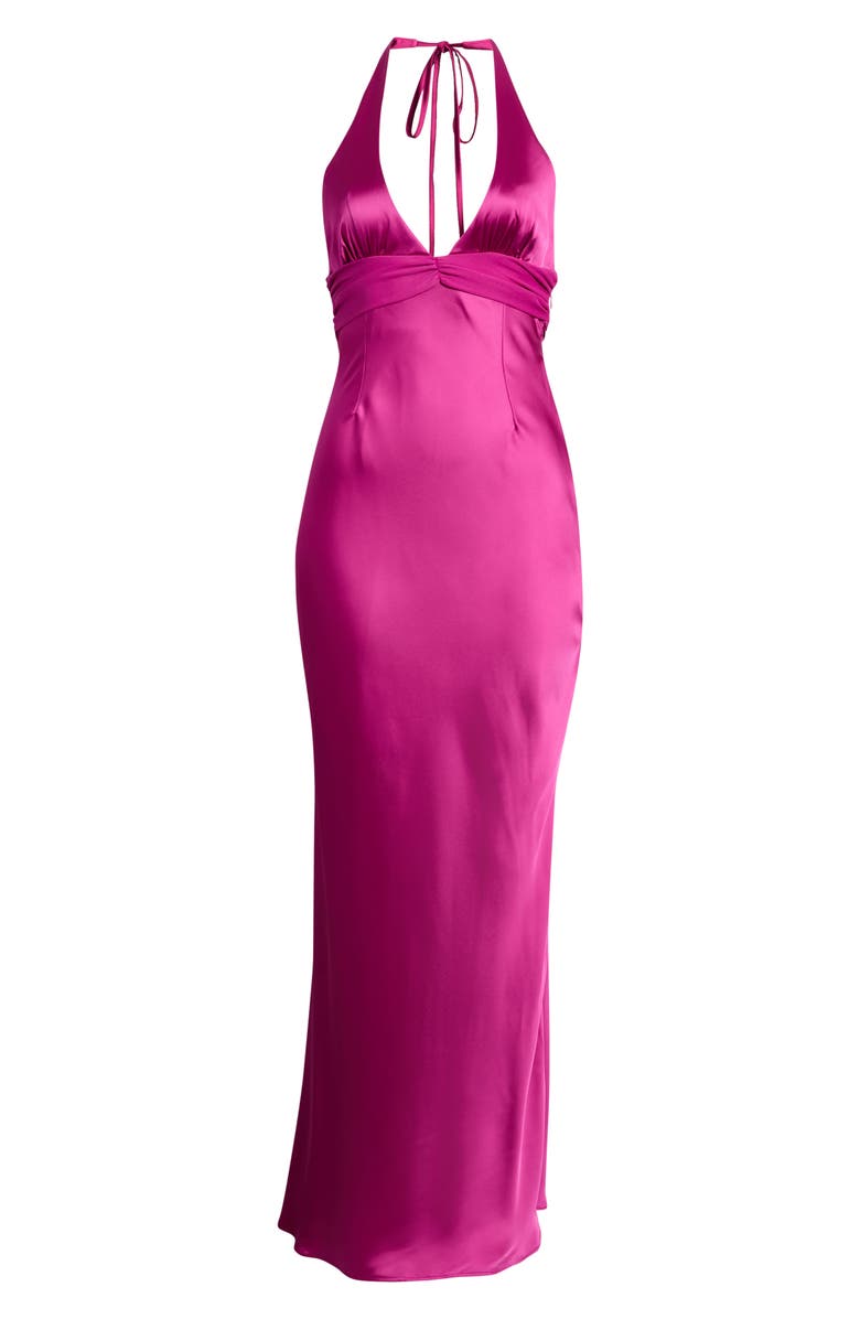 Princess Polly Odyssa Satin Halter Gown, Main, color, Magenta
