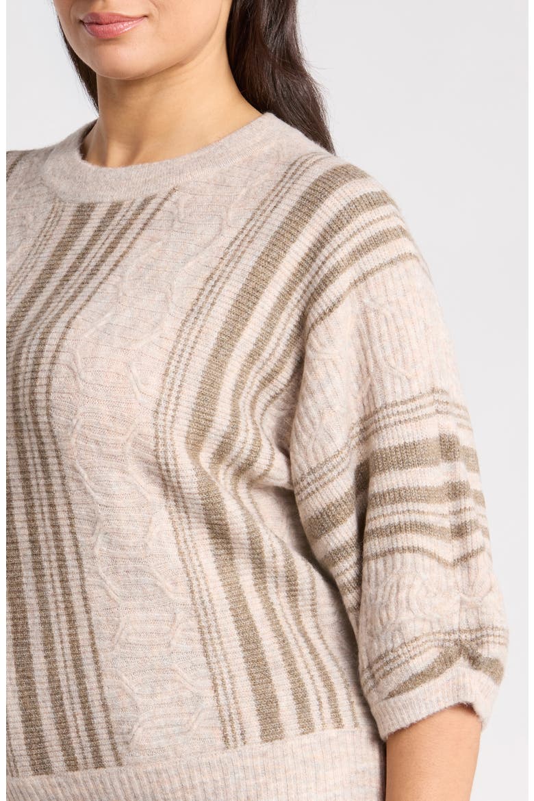 Striped Dolman Sleeve Sweater, Alternate, color, OATMEAL/ OYSTER MUSHROOM