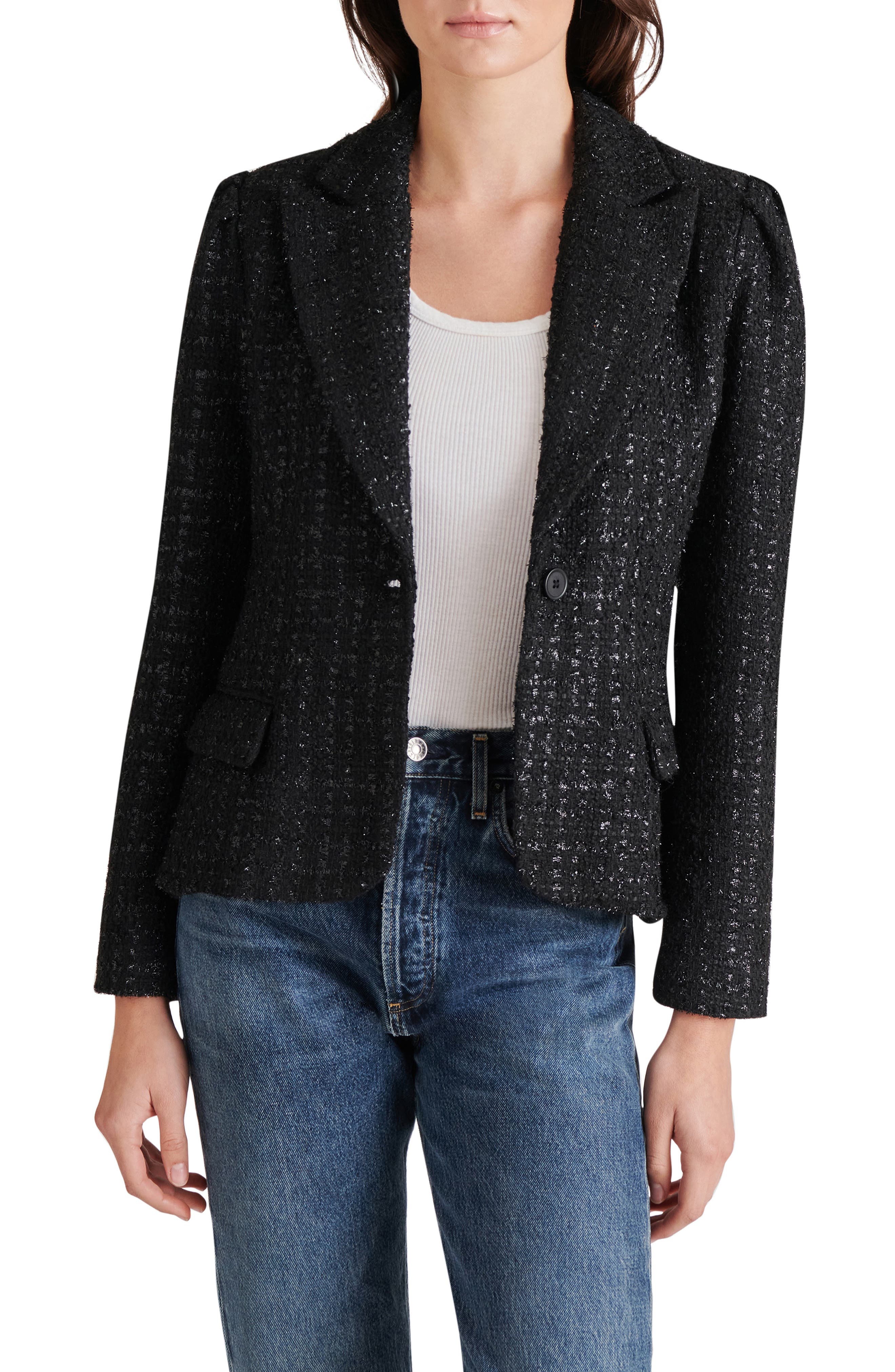 Steve Madden Cinched Tweed Blazer