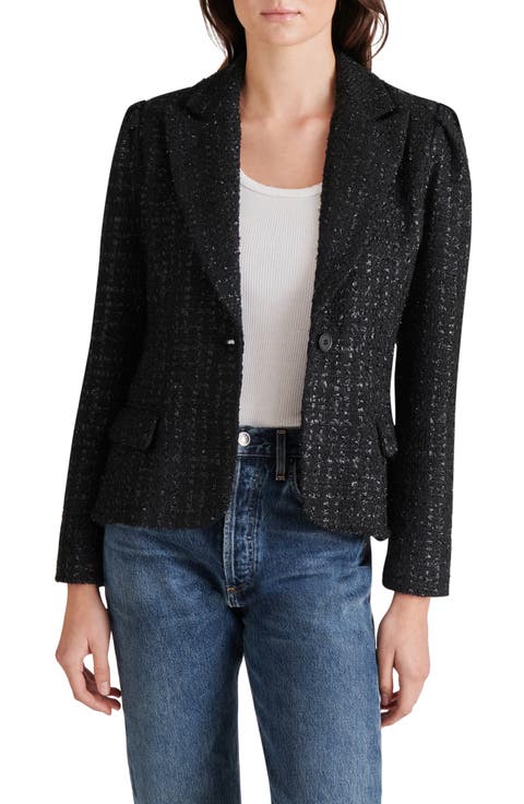 Cinched Tweed Blazer