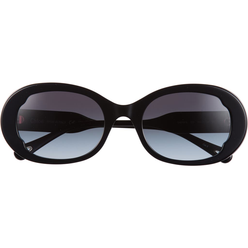 Chloé Oval Sunglasses in Black Black Grey at Nordstrom Rack