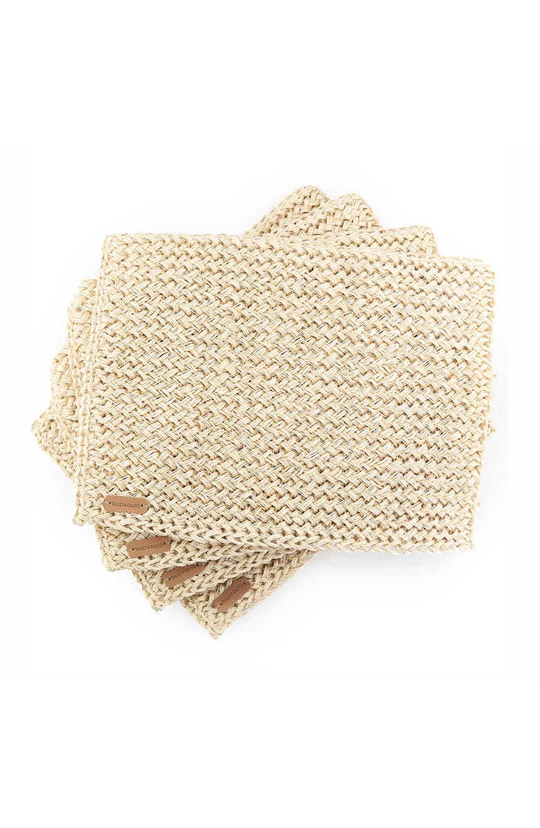 Tallo de Olivo White Placemat with Golden Thread - Set of 4, Main, color, Natural