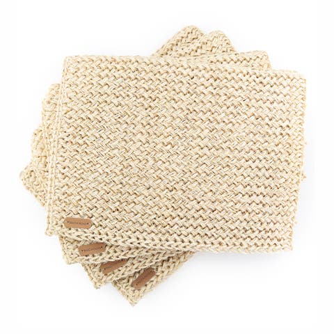 White Placemat with Golden Thread - Set of 4