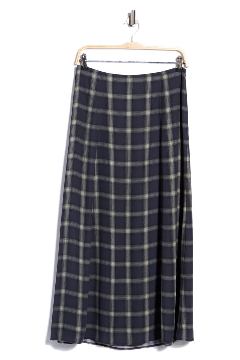 Cher Plaid Chiffon Maxi Skirt, Main, color, FADED NAVY MULTI
