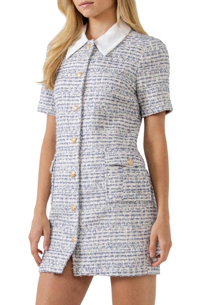 Endless Rose Short Sleeve Tweed Dress, Alternate, color, 
