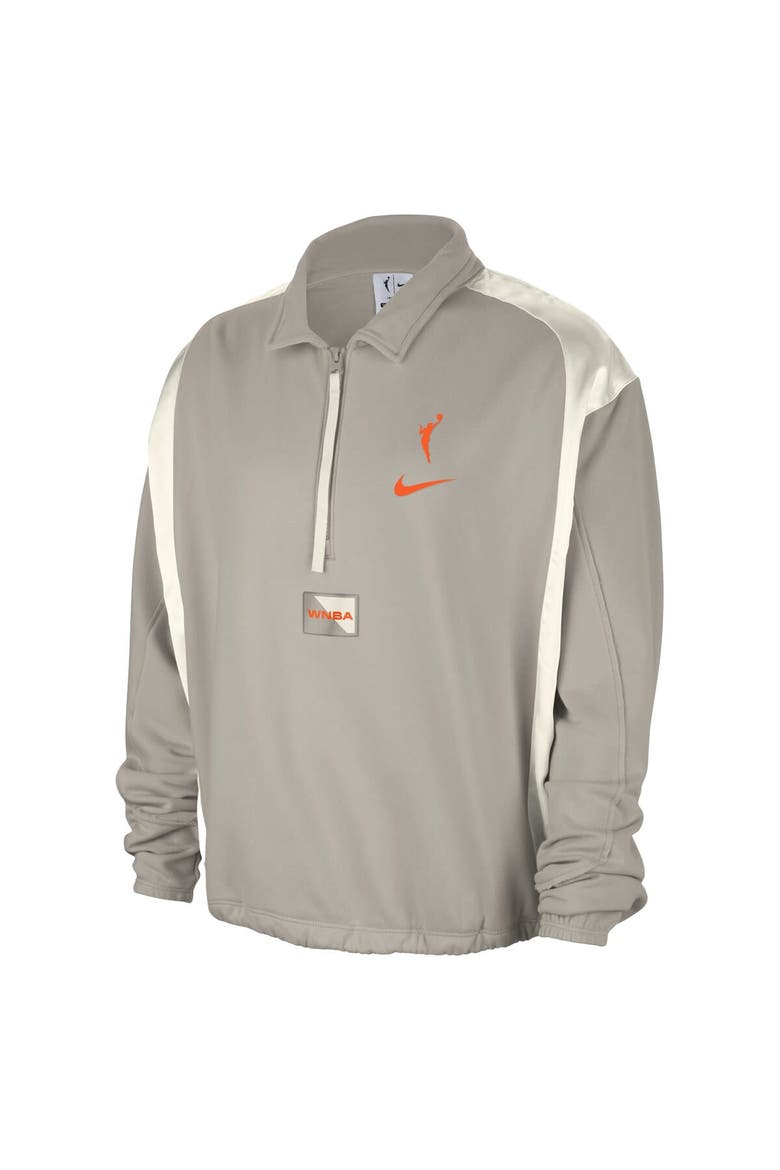 Women's Nike  Gray WNBA Basketball Fleece Quarter-Zip Performance Pullover, Alternate, color, Gray