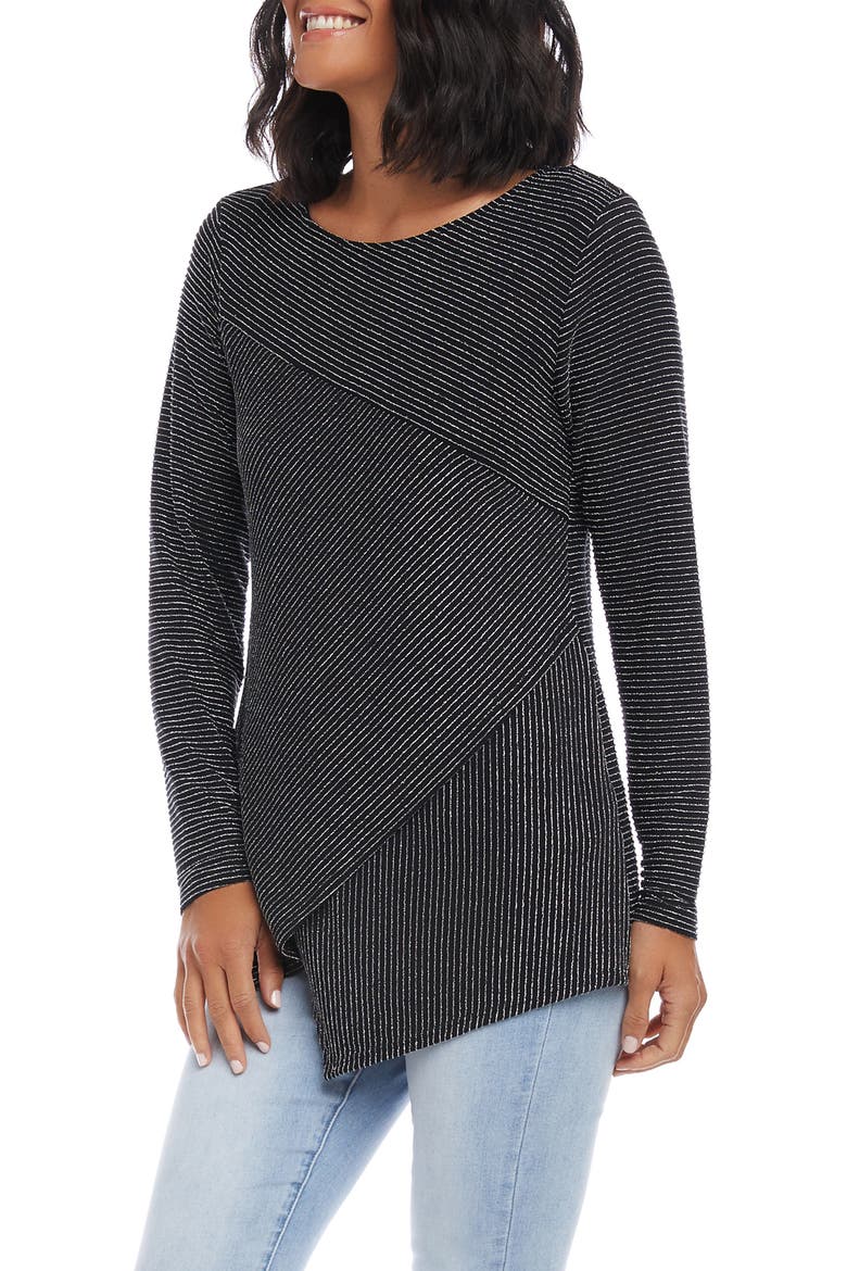 Stripe Asymmetrical Top, Alternate, color, BLACK STRIPE