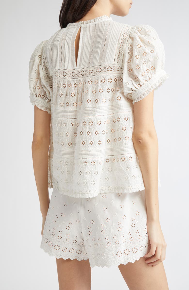 DÔEN Adeline Organic Cotton Eyelet Top, Alternate, color, Salt