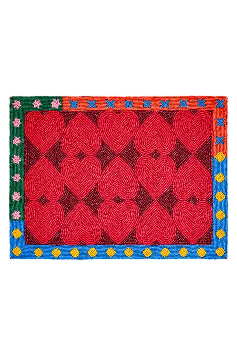 Dadri Beadded Placemat Heart 12X16 In
