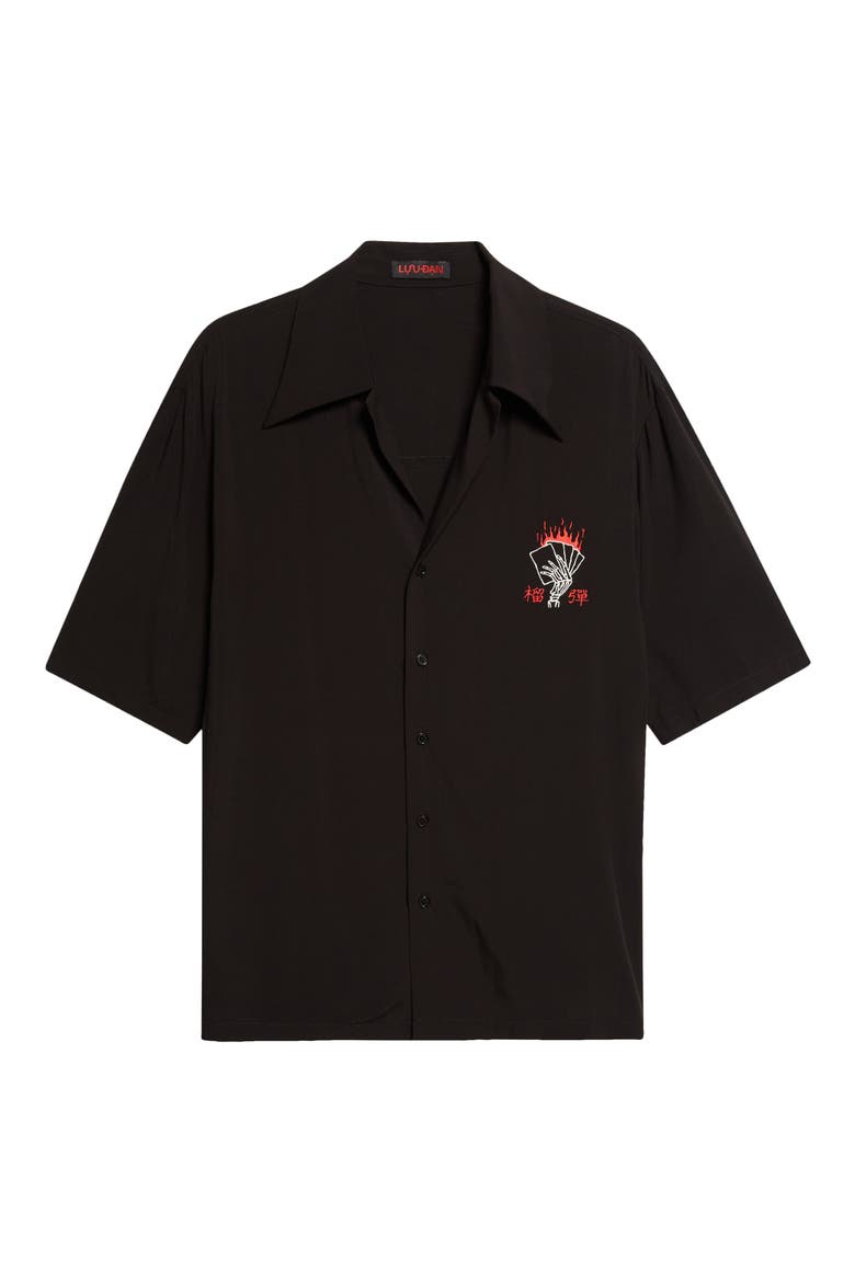 Blacklisted Uniform Camp Shirt, Main, color, BLACK