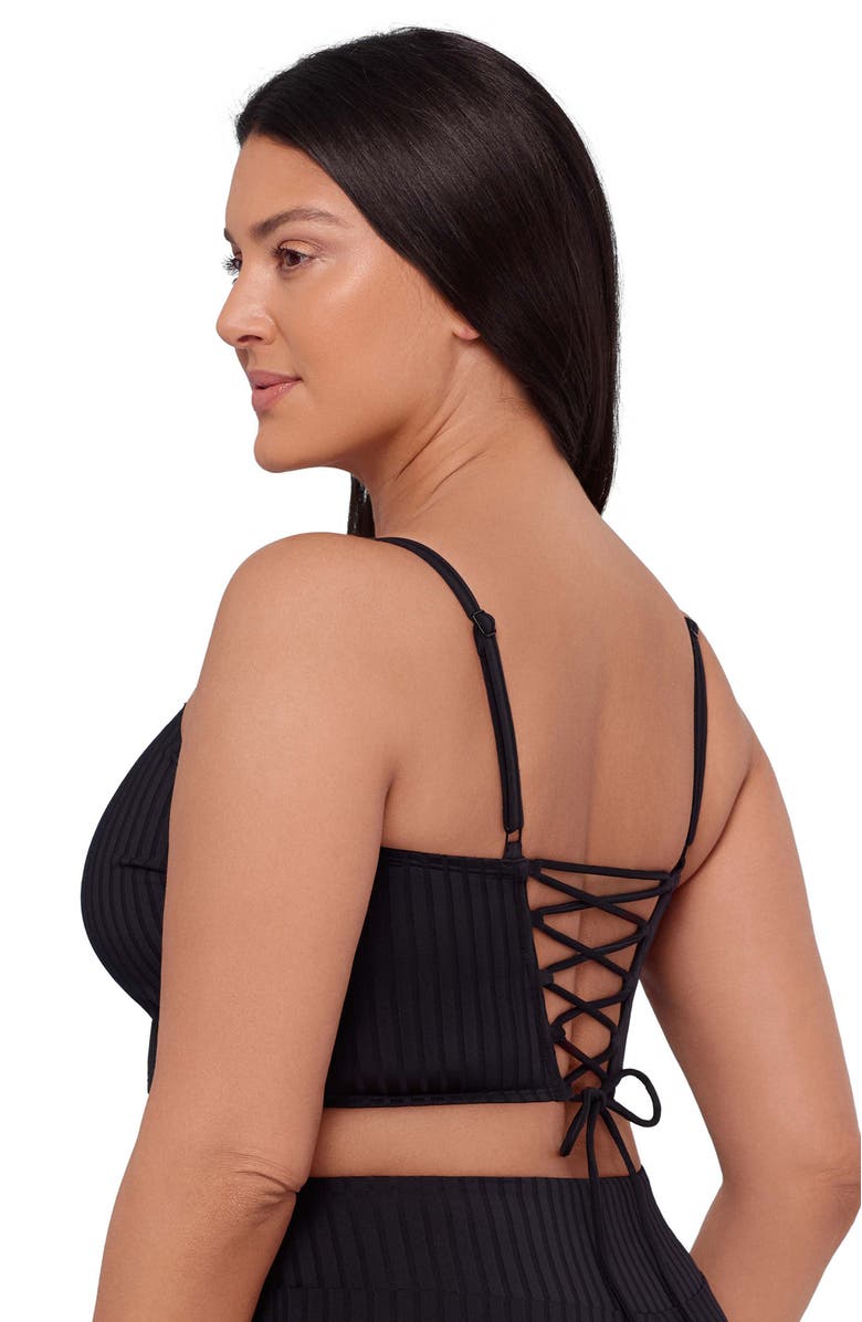 S3 Ribbed Squareneck Midkini Top, Alternate, color, Onyx Black