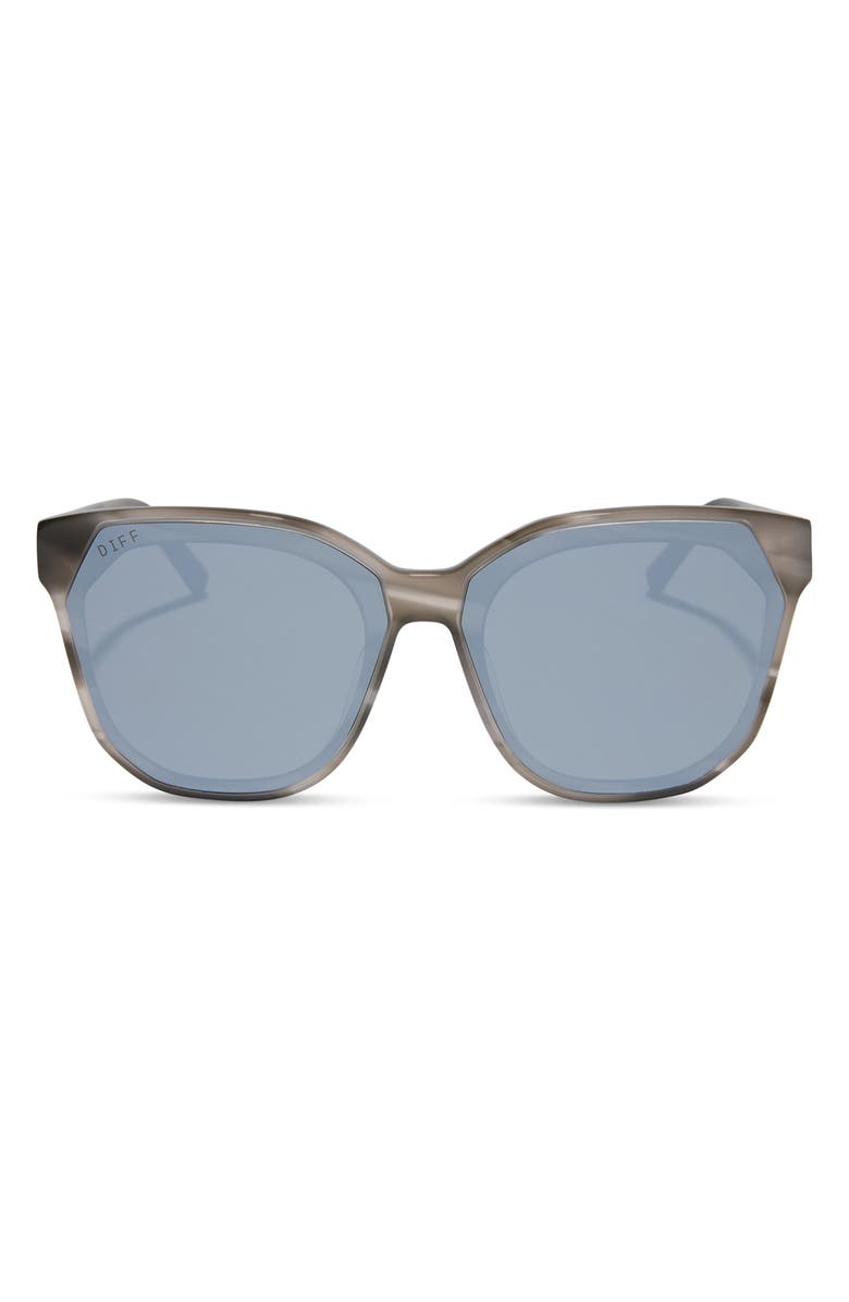 DIFF Gia 62mm Oversize Square Sunglasses, Main, color, Smoke Marble / Grey Silver