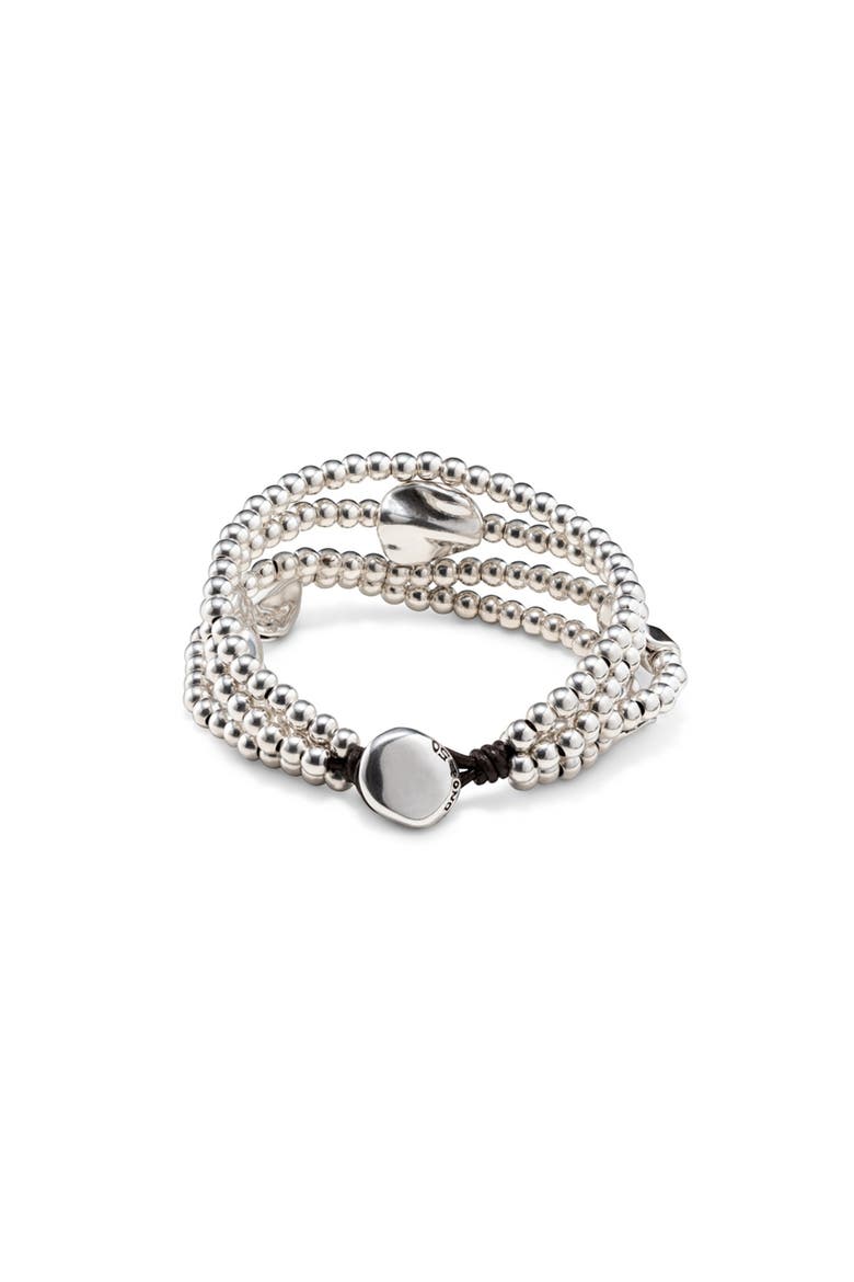 Triple Strand Leather Bracelet, Alternate, color, Silver