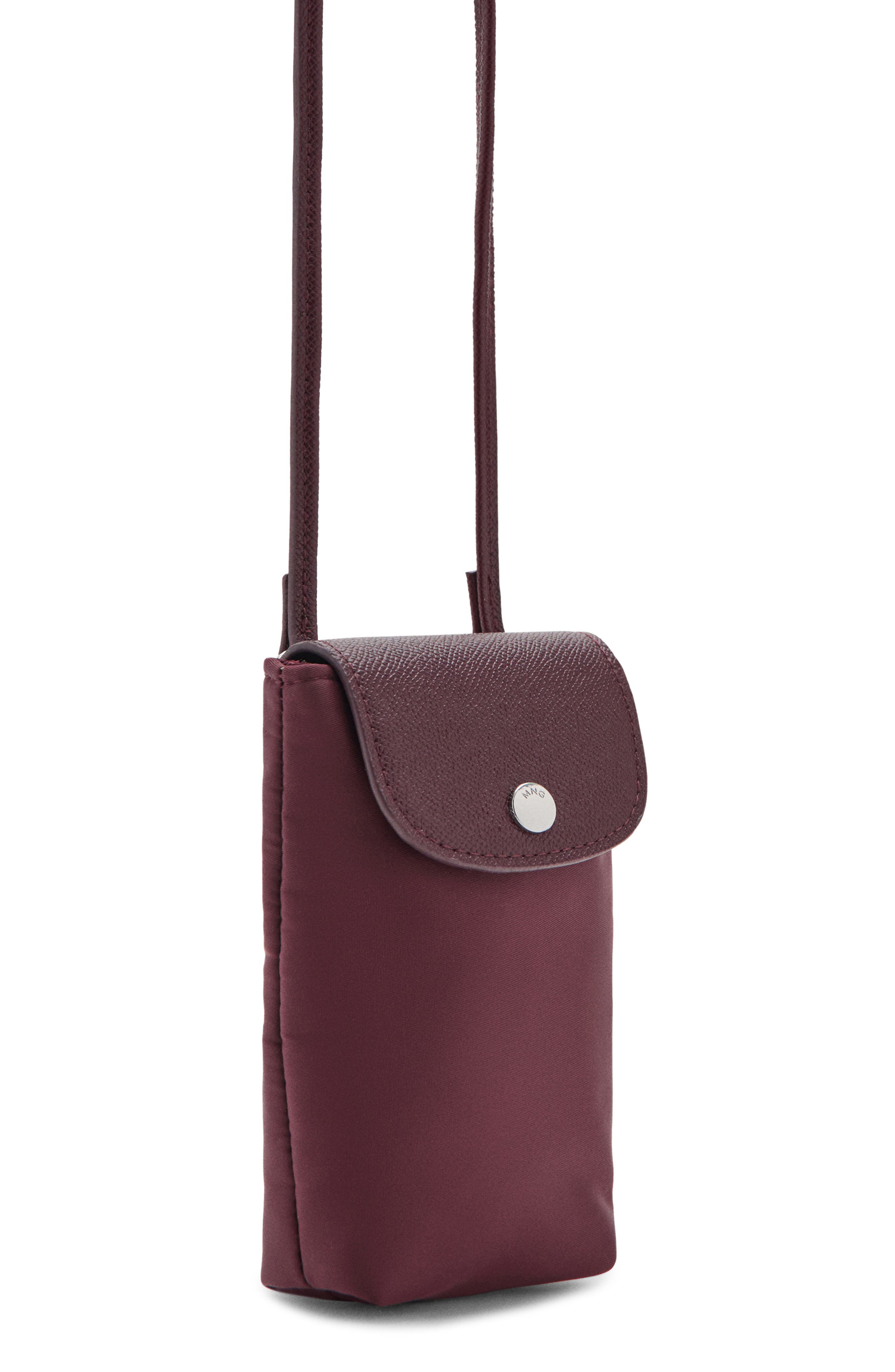 MANGO Nylon Phone Crossbody Bag, Alternate, color, Burgundy