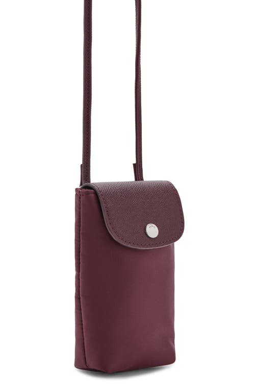 Mango Nylon Phone Crossbody Bag In Burgundy