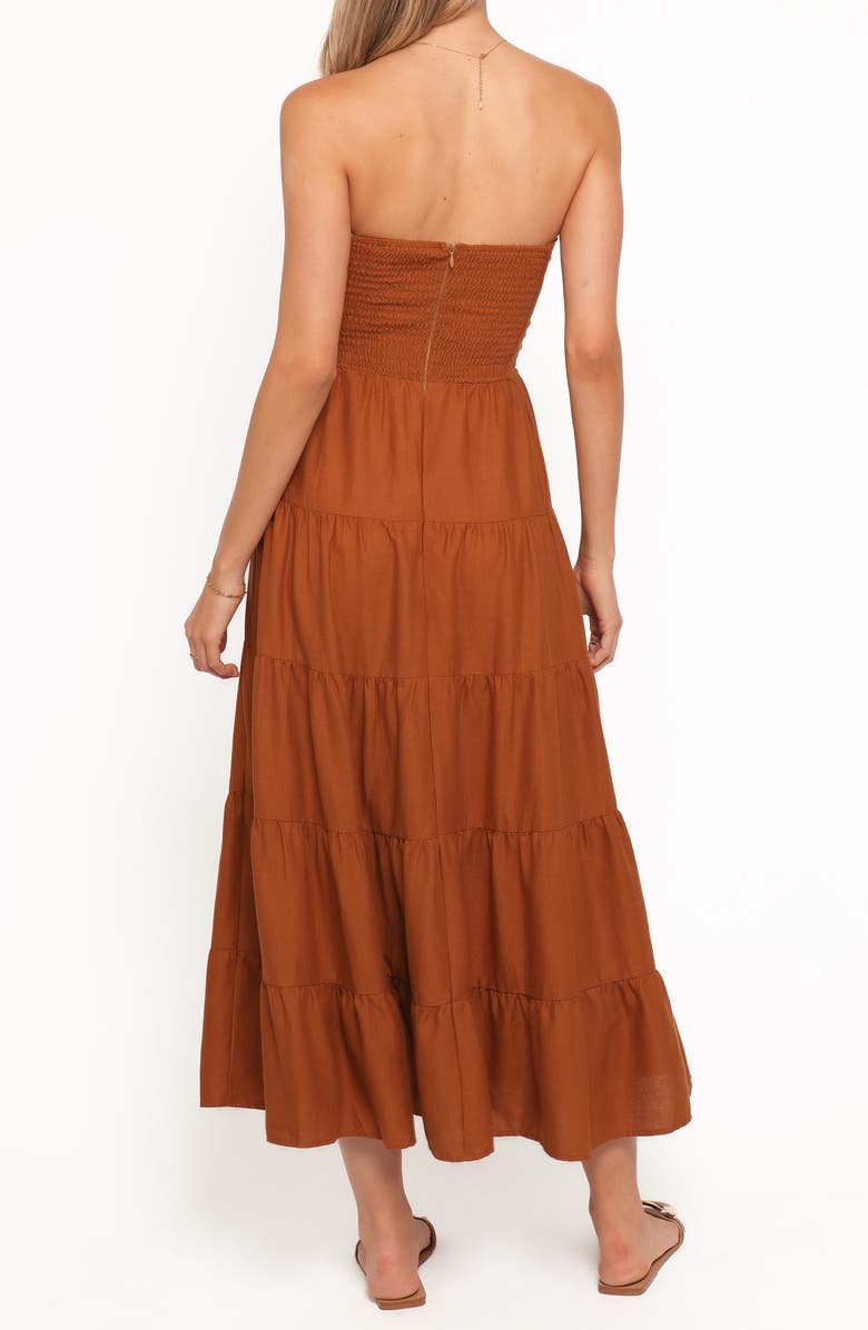 Petal & Pup Sitara Tiered Strapless Maxi Dress, Alternate, color, Brown