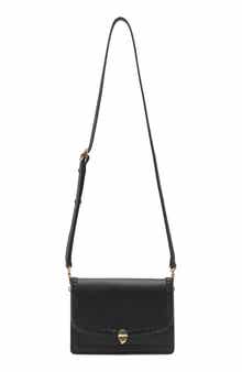 Dauphine Raffia Trim Leather Crossbody Bag