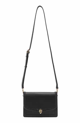 Helen Kaminski Dauphine Raffia Trim Leather Crossbody Bag