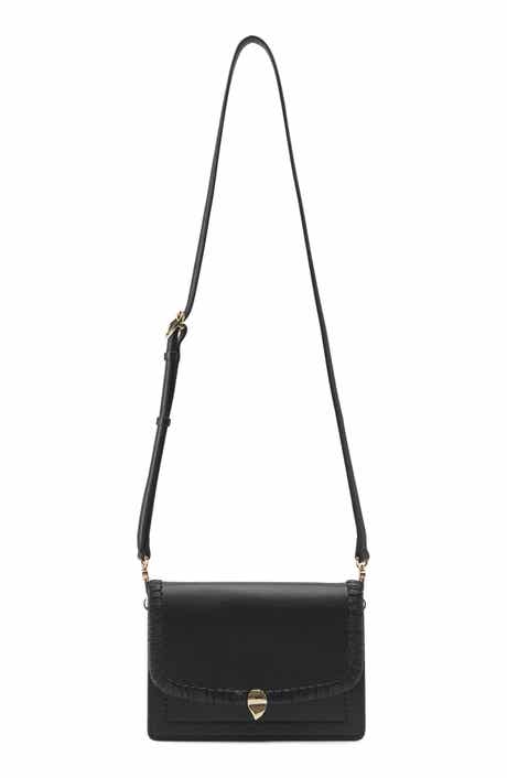 Helen Kaminski Dauphine Raffia Trim Leather Crossbody Bag