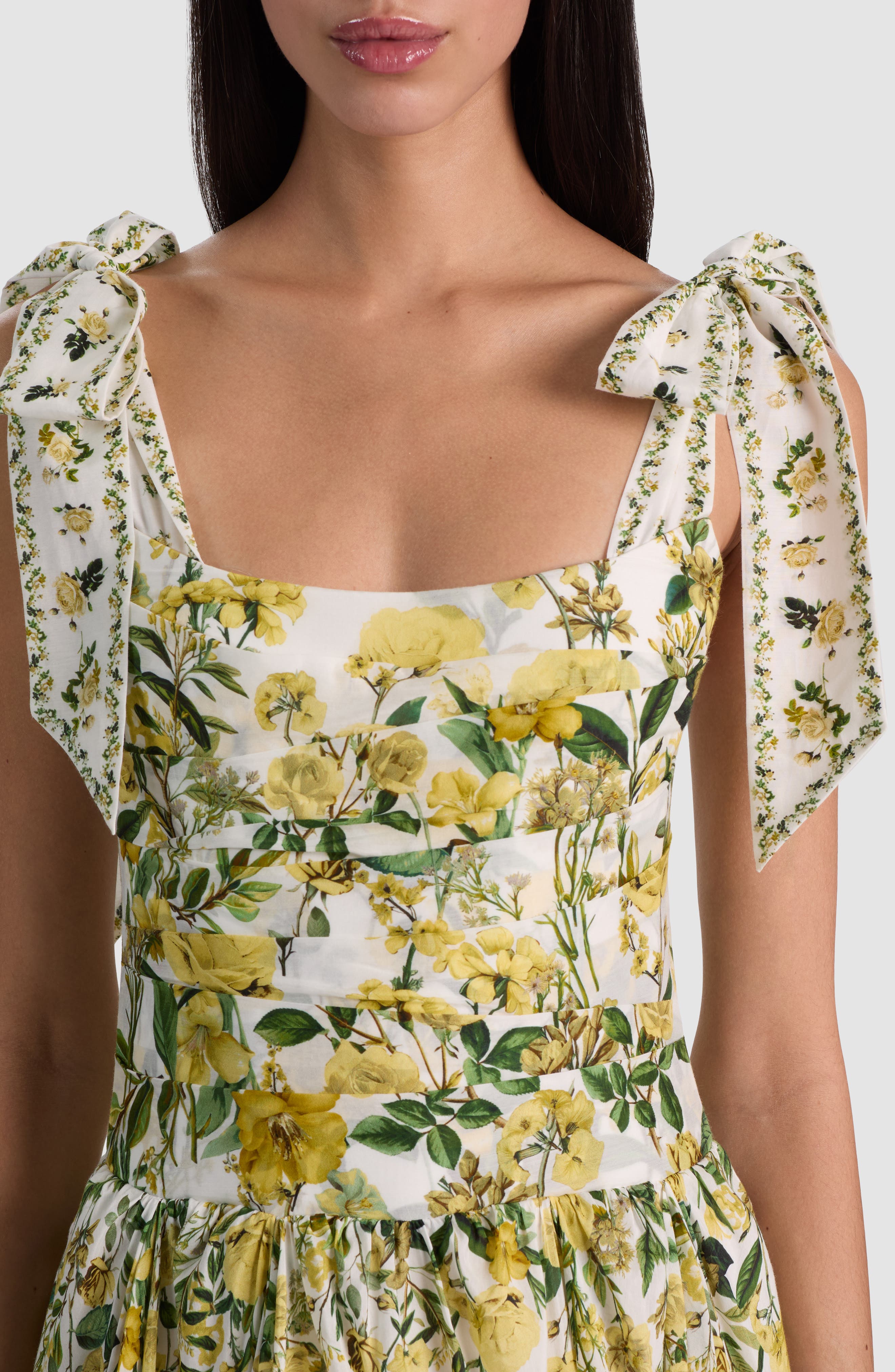 alice and olivia haven pleated printed chiffon maxi dress HAVEN FLARED MIDI DRESS + LOLA SCARF