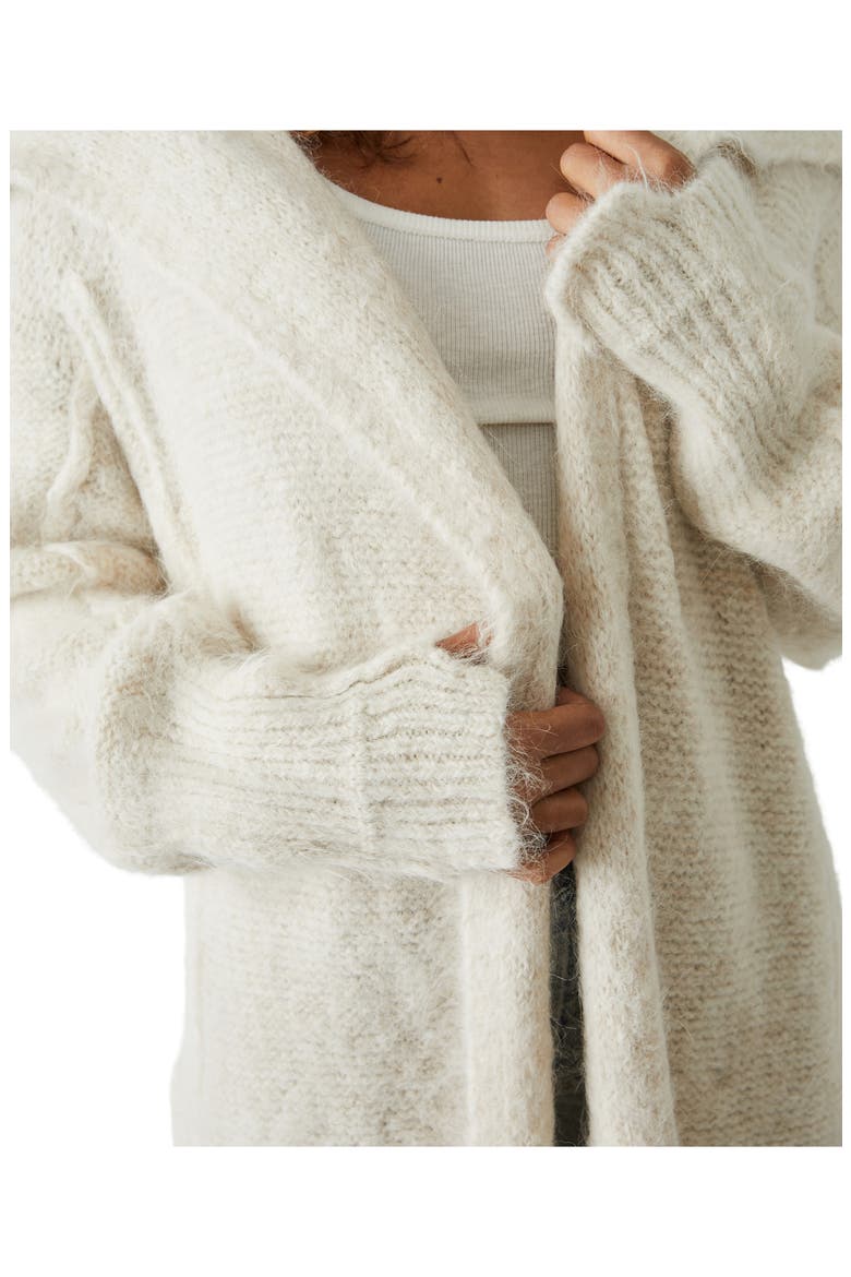 Florence Longline Hooded Alpaca Blend Cardigan, Alternate, color, CREAM CLOUD COMBO