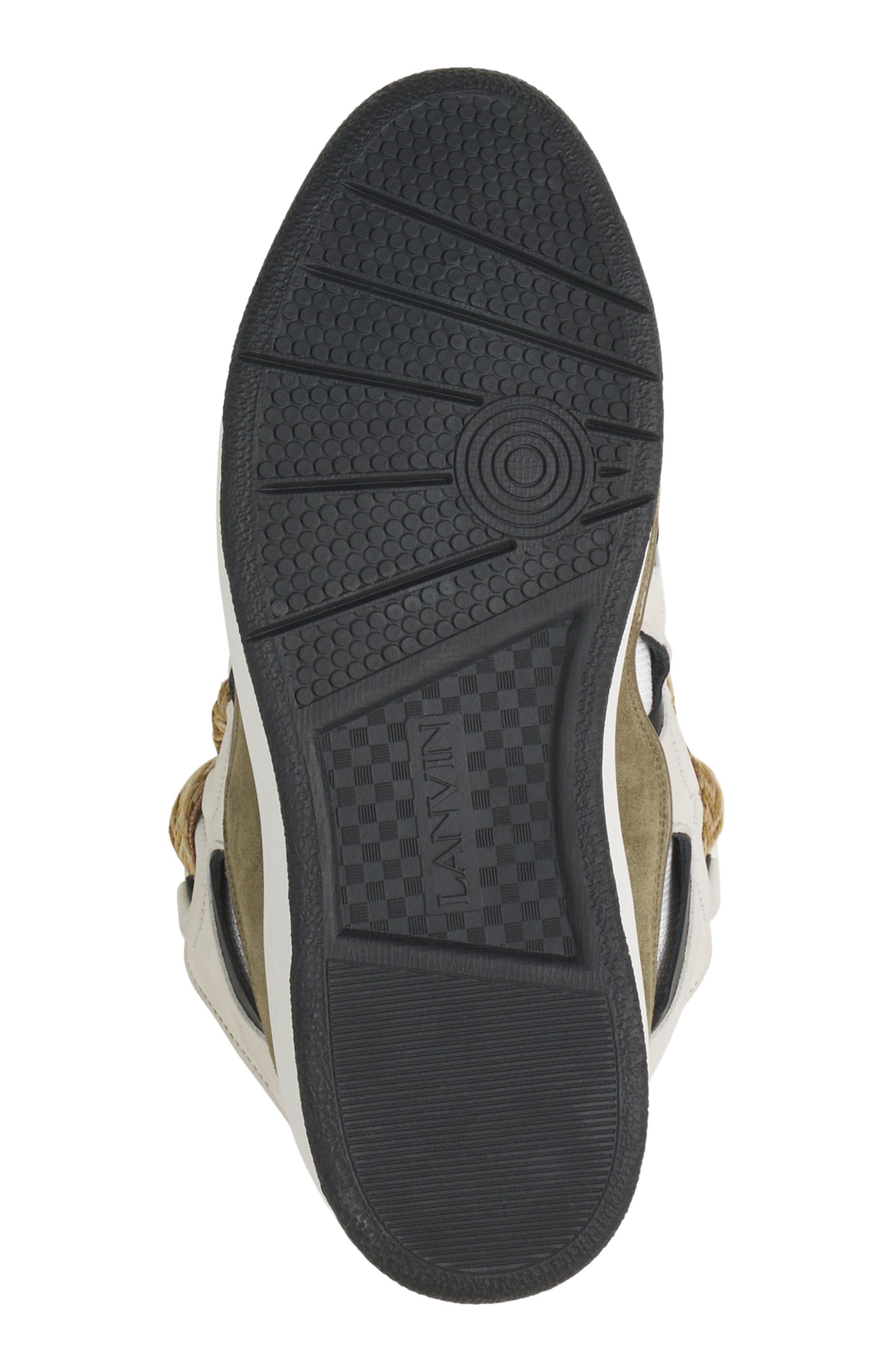 Lanvin Curb Leather Sneakers, Alternate, color, Blanc/Kaki