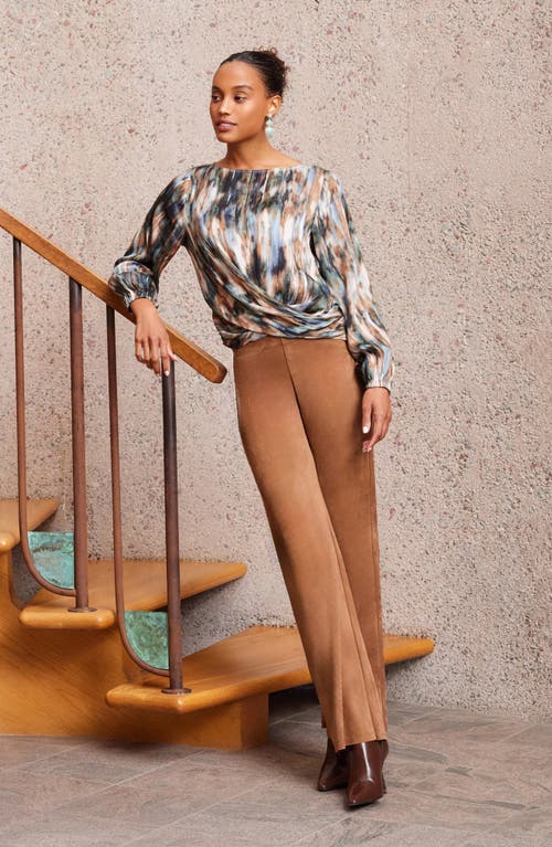 Karen Kane Presley Faux Suede Bootcut Pants In Cognac