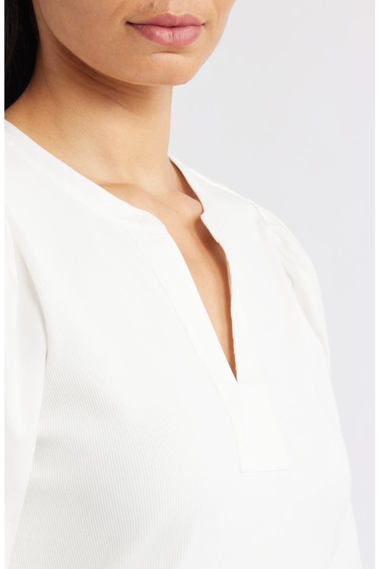 Mixed Media Puff Sleeve Top, Alternate, color, OFF WHITE