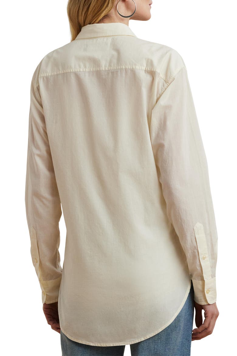 Lace Trim Cotton Voile Shirt, Alternate, color, MASCARPONE CREAM