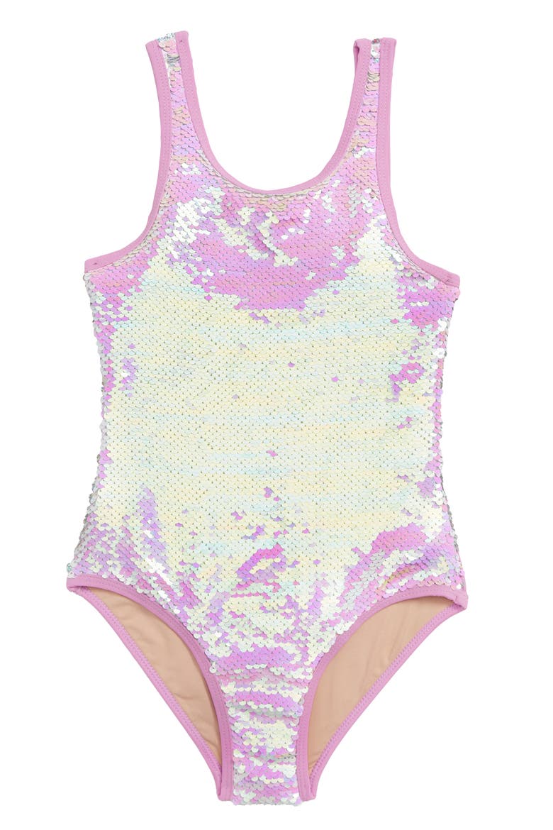 Flip Sequin One-Piece Swimsuit, Main, color, PURPLE