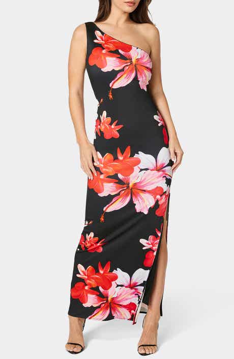 bebe One-Shoulder Slit Maxi Dress