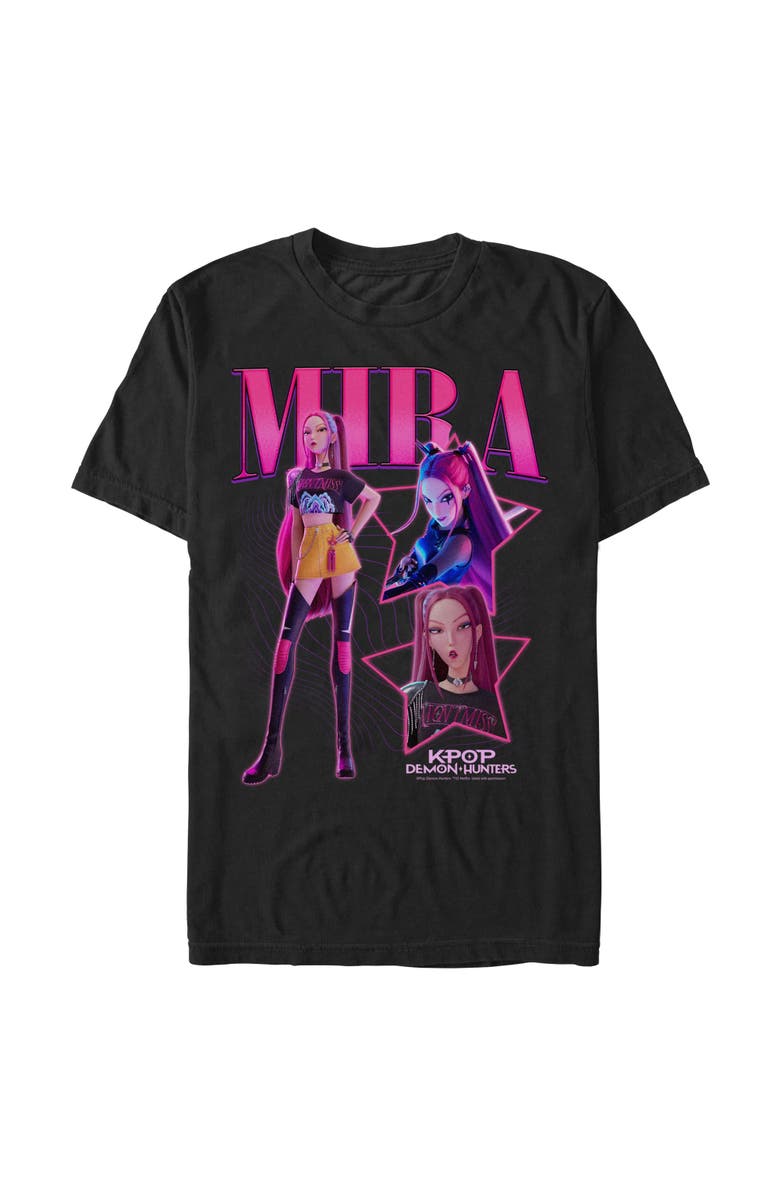 KPop Demon Hunters Men's KPop Demon Hunters Mira Super Star Logo  Graphic T-Shirt, Main, color, Black