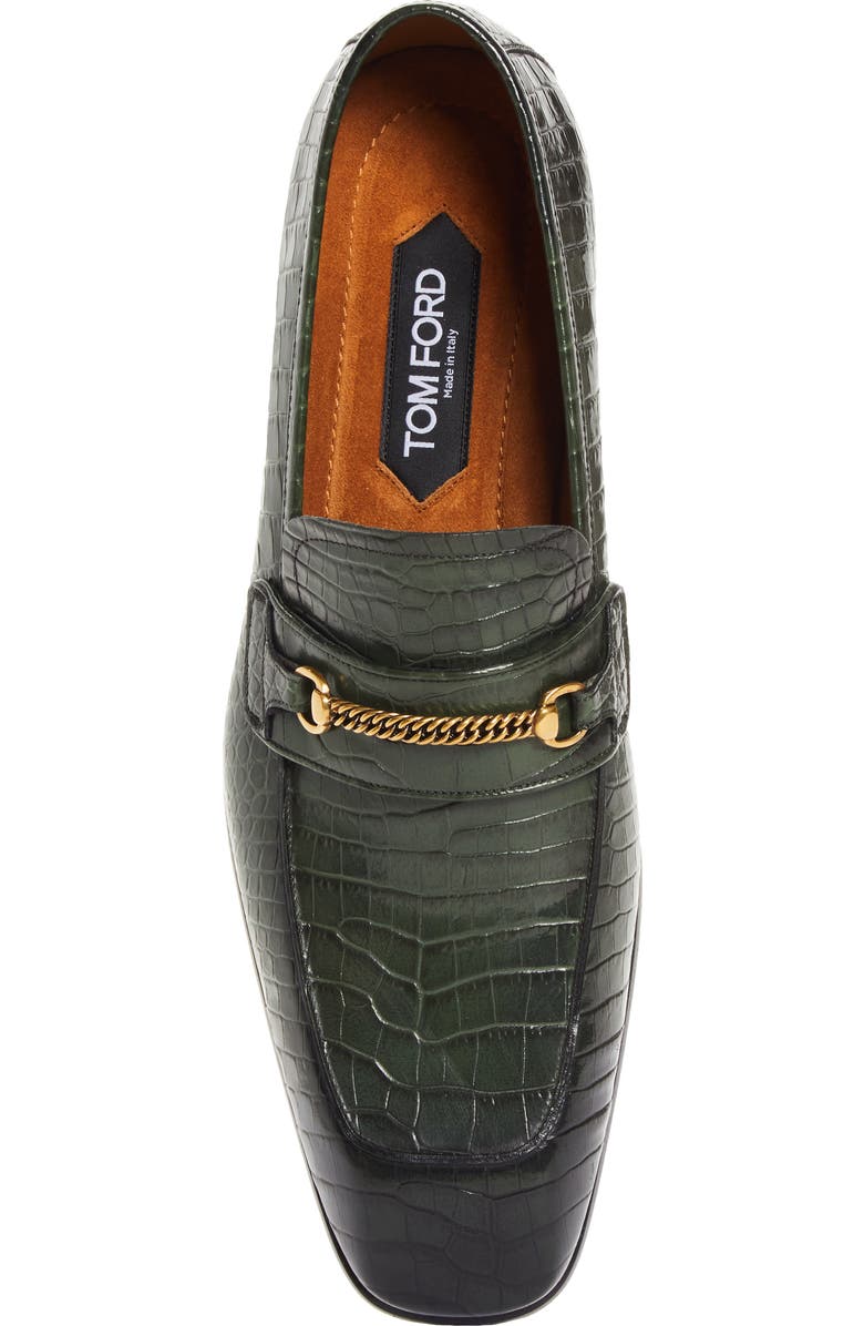 TOM FORD Bailey Chain Croc Embossed Loafer, Alternate, color,