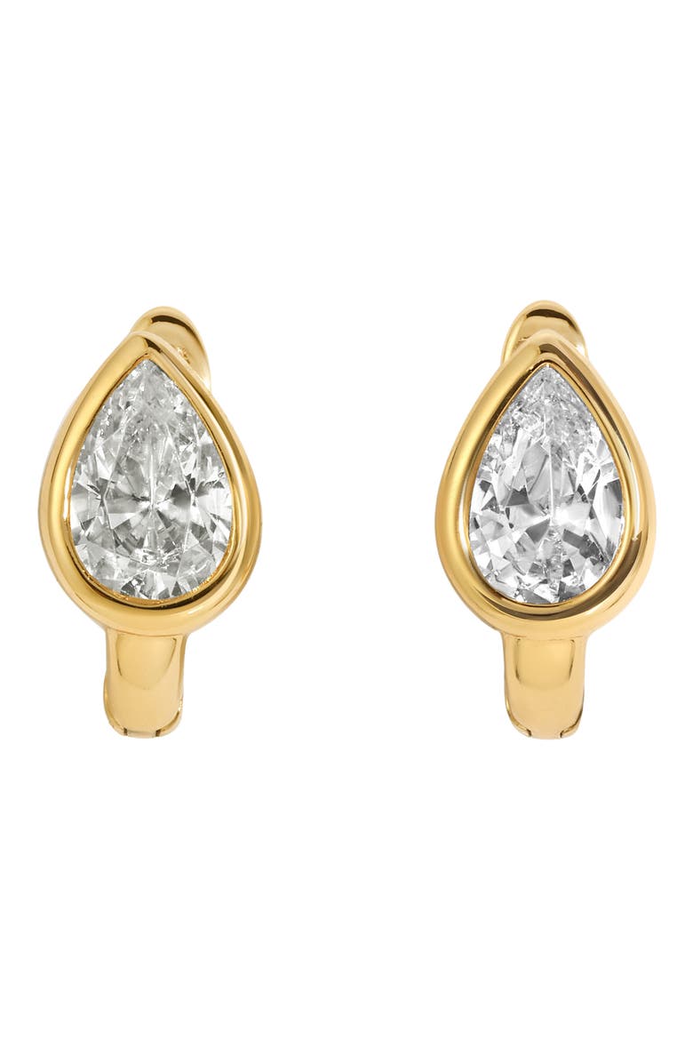 Rhea Pear Cut Huggie Hoop Earrings, Main, color, GOLD