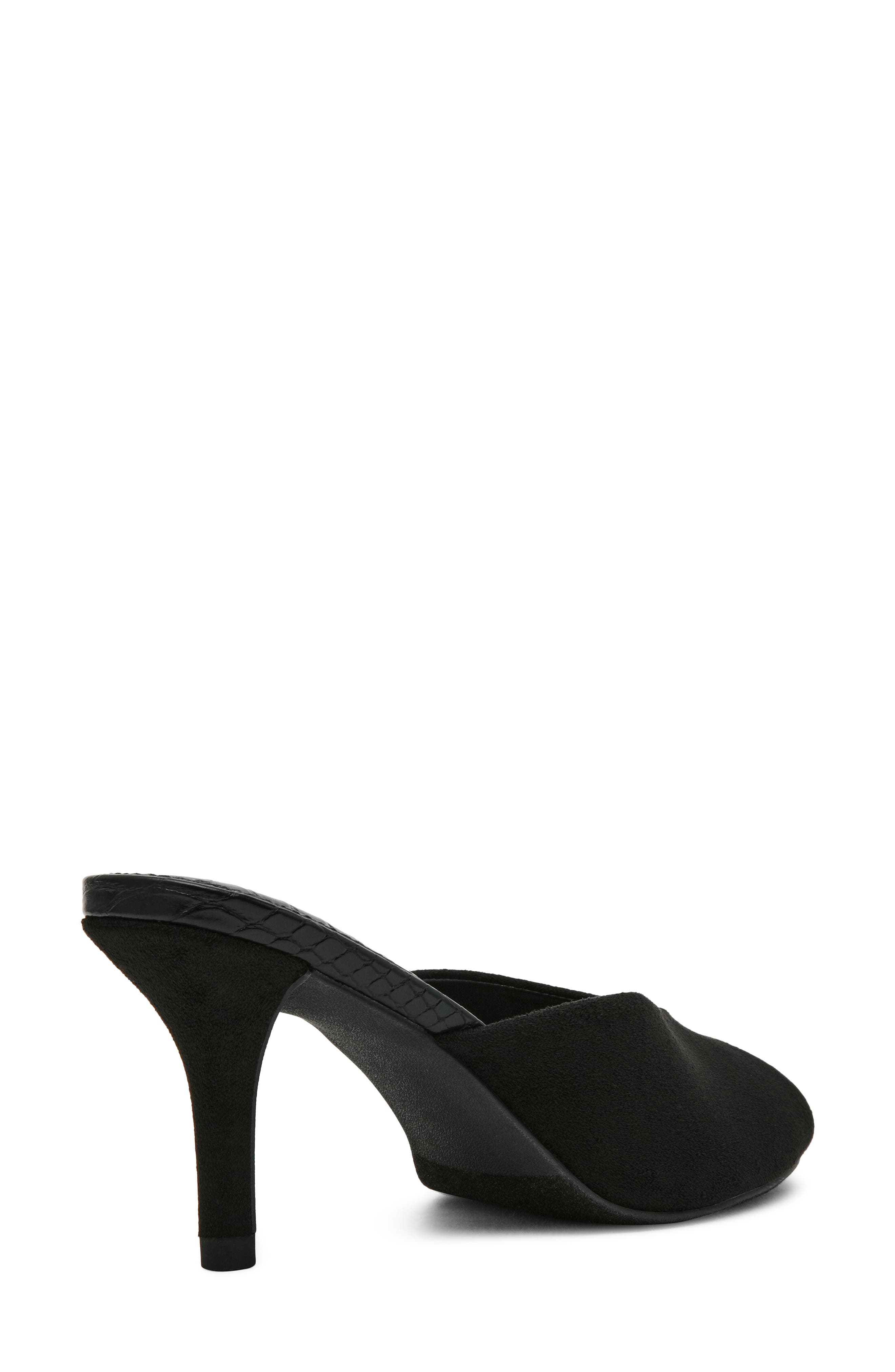 Curtsi Peep Toe Slide Sandal, Alternate, color, BLACK FAUX SUEDE