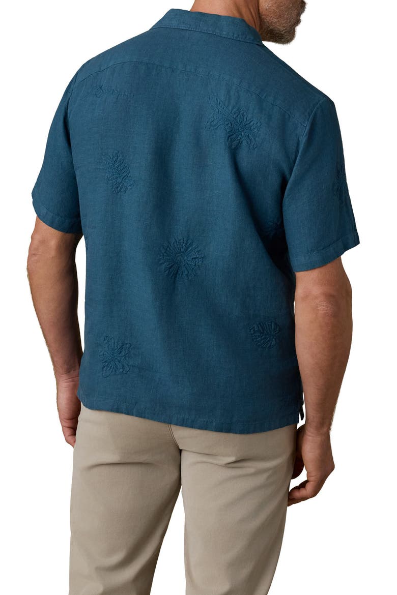 Embroidered Linen Camp Shirt, Alternate, color, PACIFIC TIDES