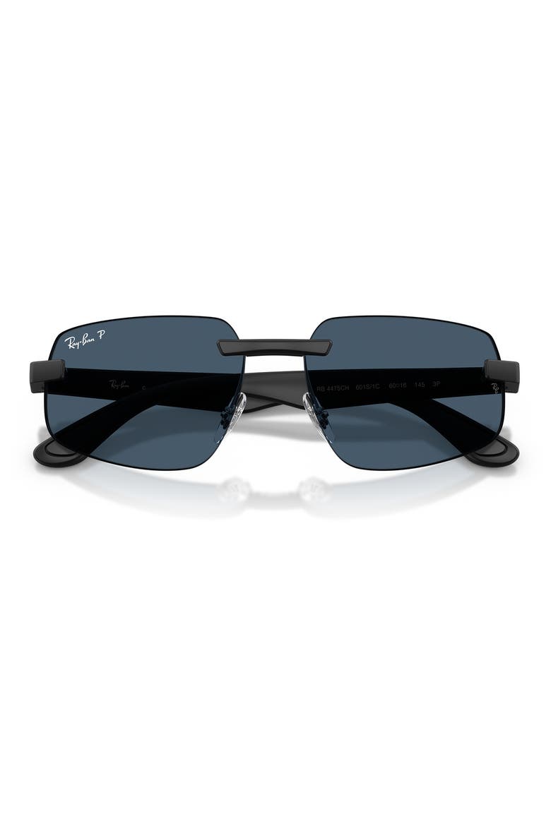 60mm Polarized Irregular Sunglasses, Alternate, color, SAND BLACK / POLAR BLUE