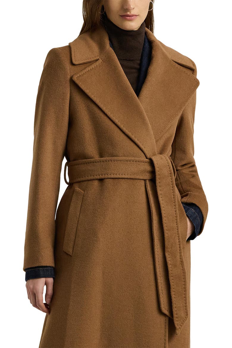 Belted Wool Blend Wrap Coat, Alternate, color, NEW VICUNA