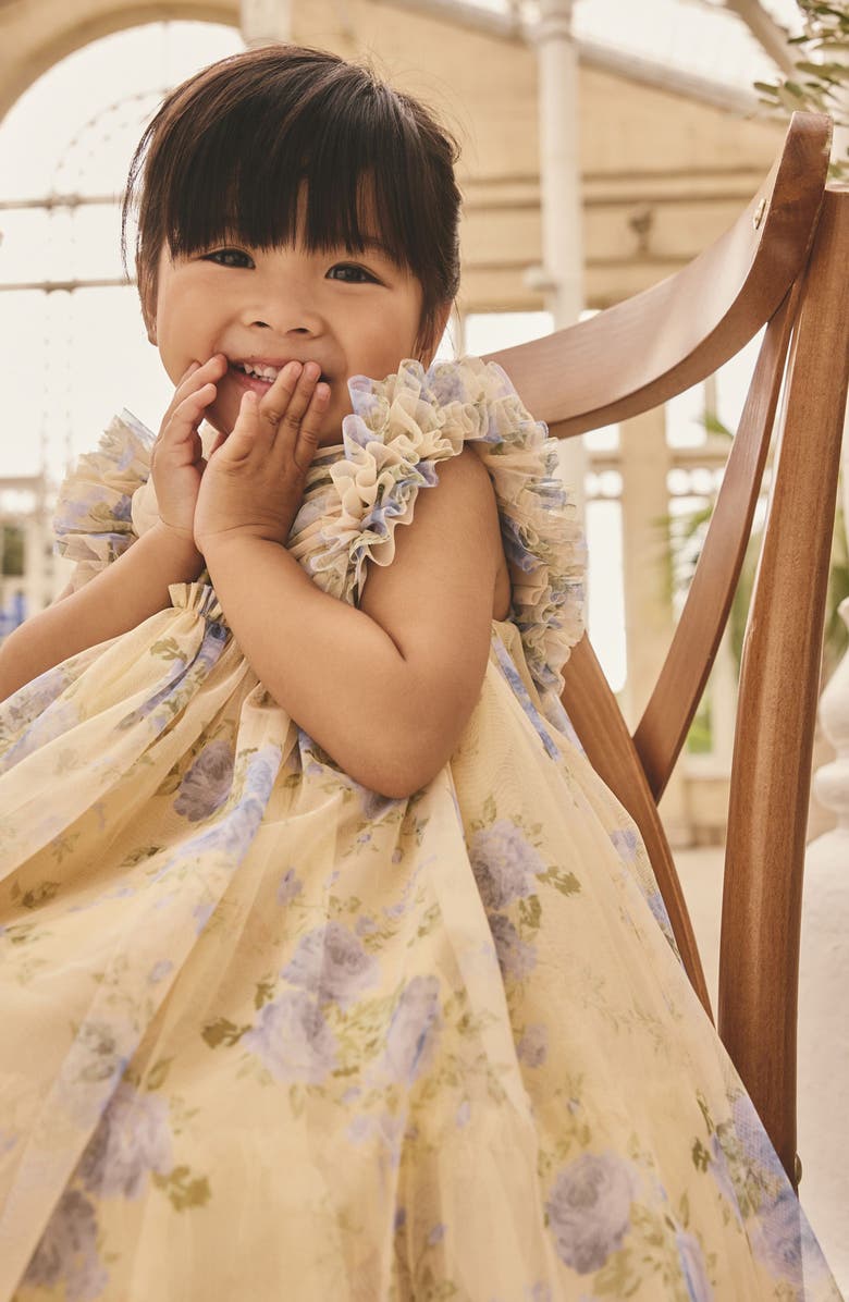 NEXT Kids' Floral Mesh Dress, Alternate, color, Yellow