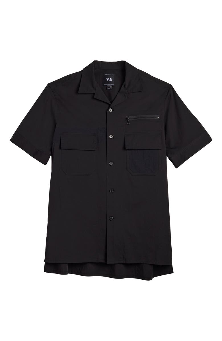 Y-3 Regular Fit Cotton Blend Utility Shirt, Alternate, color, Black