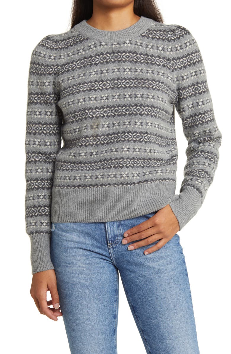 Faherty Highland Fair Isle Sweater, Main, color, Grey Multi
