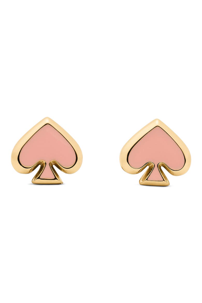 enamel spade stud earrings, Main, color, PINK