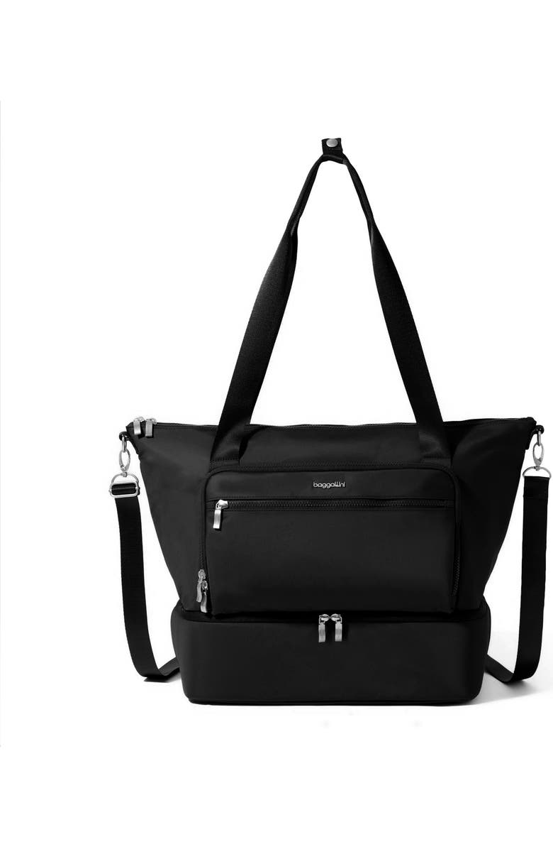 BAGGALLINI Park Ave Overnight Tote, Main, color, Black Twill