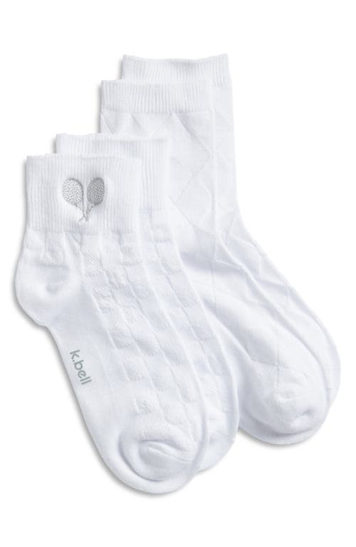 K. Bell Socks K Bell Socks Clubhouse Tennis Assorted 2-pack Quarter Socks In White