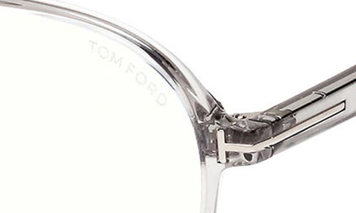 Tom Ford 57mm Pilot Blue Light Blocking Optical Glasses In Light Grey/t Logo