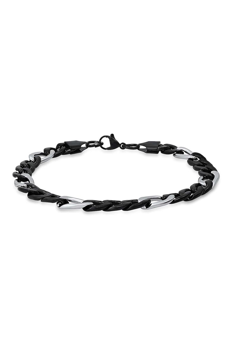 Men's Two Tone Curb Link Bracelet, Main, color, BLACK