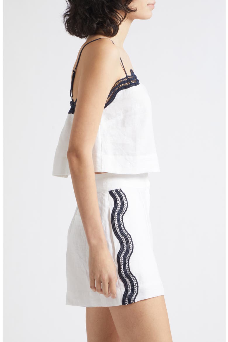 Felicity High Waist Lace Trim Linen Shorts, Alternate, color, IVORY/ NAVY