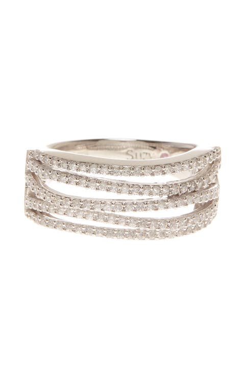 Sterling Silver Cubic Zirconia Gladiator Ring