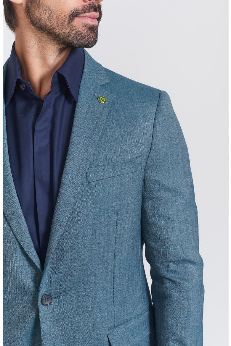 Herringbone Print Wool Blend Sport Coat, Alternate, color, BLUE